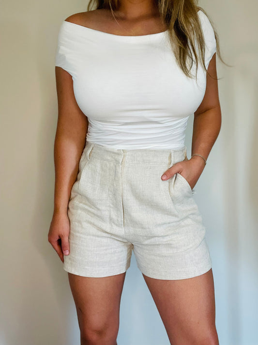 Oatmeal Linen Shorts