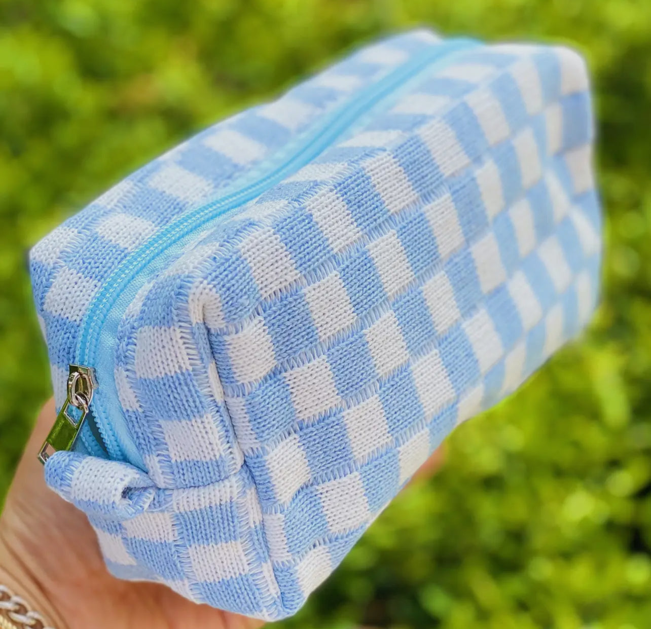 Cosmetic Bag- Blue/White